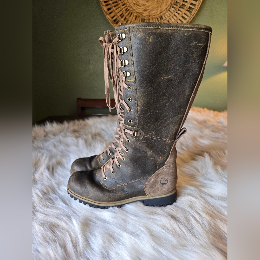 Timberland Distressed Leather Lug Sole Hiking Boots